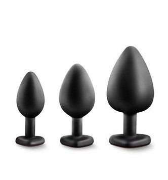 Набор анальных пробок Luxe Bling Plugs Trainer Kit, 3 шт (черный) 79058 фото