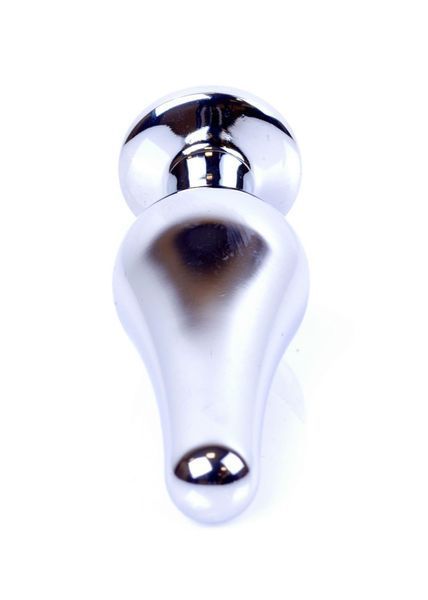 Металлическая анальная пробка с кристаллом Boss Jewellery Silver Butt Plug Light, 9,5 см (голубой) 15996 фото