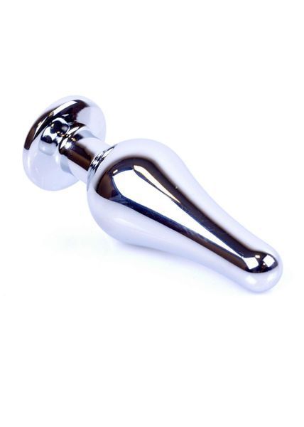 Металлическая анальная пробка с кристаллом Boss Jewellery Silver Butt Plug Light, 9,5 см (голубой) 15996 фото