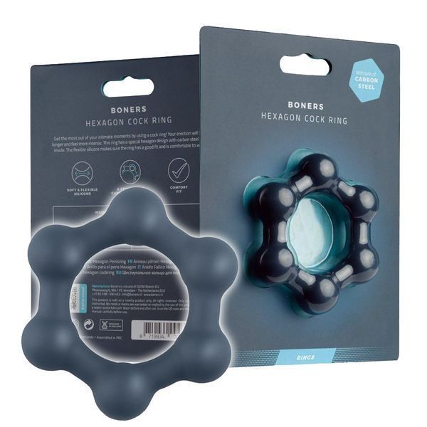 Эрекционное кольцо,Boners Hexagon Cock Ring, 3,8 см (серый) 36172 фото