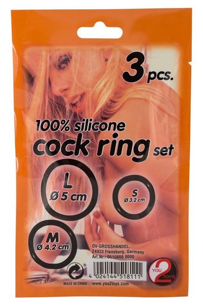 Набор эрекционных колец Cock Ring Set, 3 шт (черный) 4965 фото