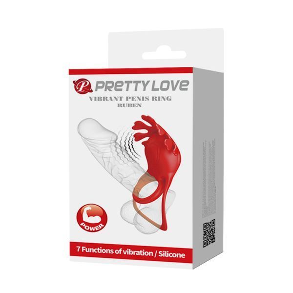 Ерекційне кільце Pretty Love Vibrant Penis Ring Ruben, 8,5 см (червоний) 64358 фото