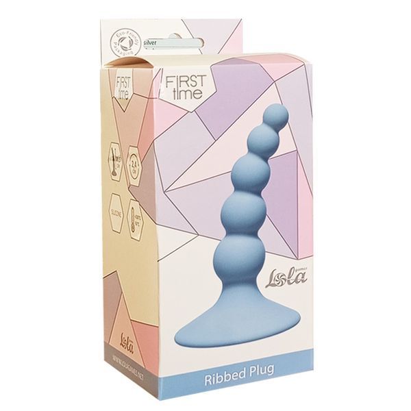 Анальна пробка Lola Games Ribbed Plug, 10.5 см (блакитний) 115686 фото