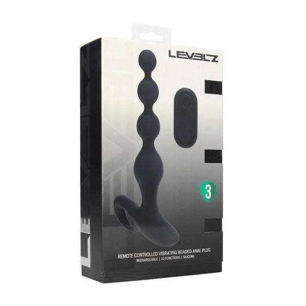 Анальная пробка Levelz Remote Control Beaded Vibrating, 20.3 см (черный) 217986 фото