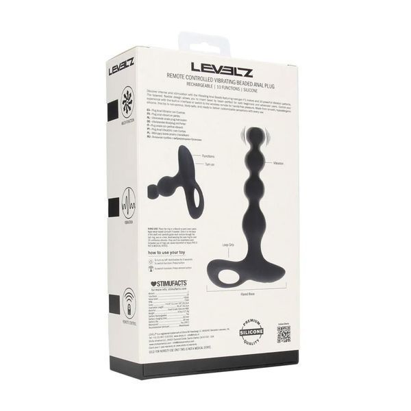 Анальная пробка Levelz Remote Control Beaded Vibrating, 20.3 см (черный) 217986 фото
