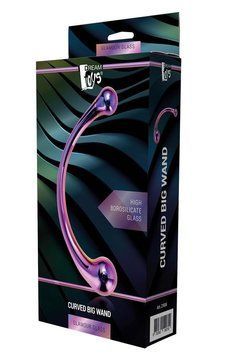 Двосторонній фалоімітатор Glamour Glass Curved Wand, 21 см (мульті) 78730 фото