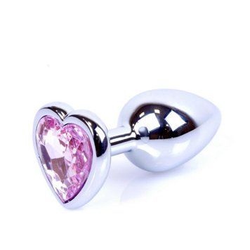 Анальная пробка MyLove Toys Jewellery Silver Heart Plug, 7 см (светло-розовый) 229684 фото