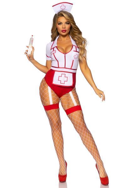 Костюм медсестры Leg Avenue Nurse Feelgood Sexy Costume, S (красный с белым) 122230 фото