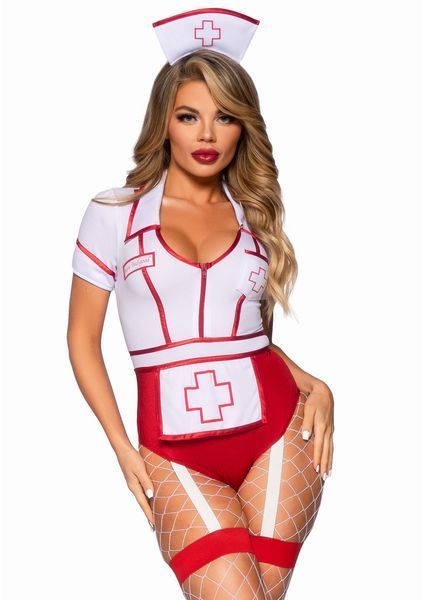 Костюм медсестры Leg Avenue Nurse Feelgood Sexy Costume, S (красный с белым) 122230 фото