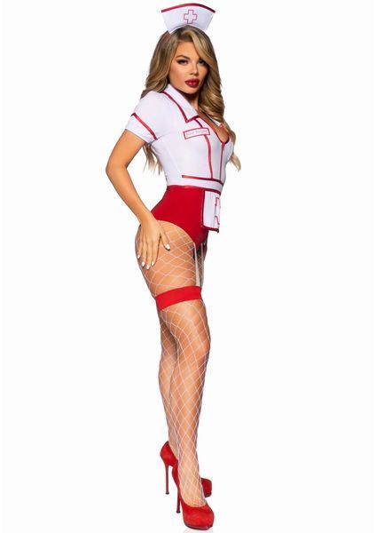 Костюм медсестры Leg Avenue Nurse Feelgood Sexy Costume, S (красный с белым) 122230 фото