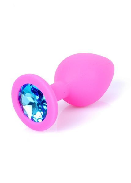 Силіконова анальна пробка з кристалом Boss Silikon Jewellery, 8 см (блакитний) 35840 фото