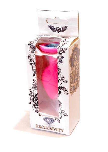 Силіконова анальна пробка з кристалом Boss Silikon Jewellery, 8 см (блакитний) 35840 фото