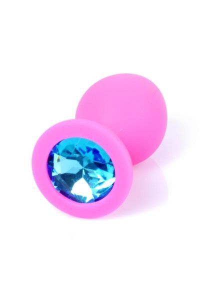 Силіконова анальна пробка з кристалом Boss Silikon Jewellery, 8 см (блакитний) 35840 фото