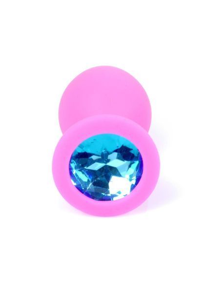 Силіконова анальна пробка з кристалом Boss Silikon Jewellery, 8 см (блакитний) 35840 фото