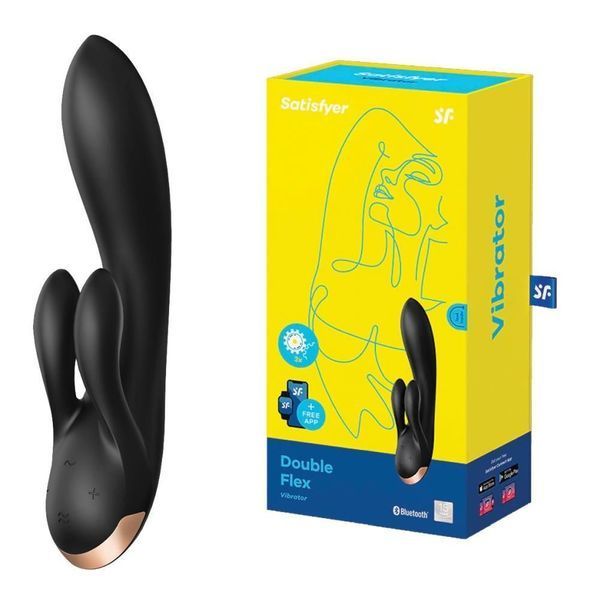 Вибратор-кролик Satisfyer Double Flex, 20 см (черный) 60462 фото