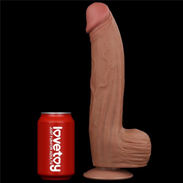 Фалоімітатор LoveToy Sliding-Skin Dual Layer Dong King Sized, 31 см (коричневий) 22400 фото