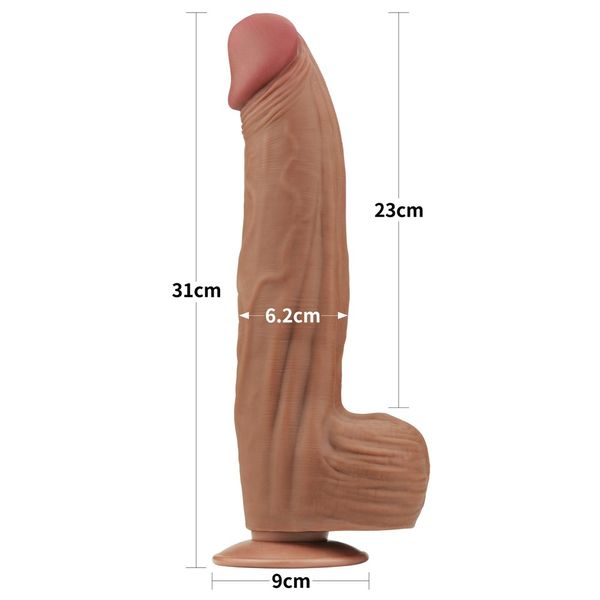 Фалоімітатор LoveToy Sliding-Skin Dual Layer Dong King Sized, 31 см (коричневий) 22400 фото