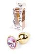 Металлическая анальная пробка с кристаллом Boss Jewellery Gold Plug, 7х2.7 см (розовый) 15916 фото
