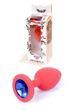 Силиконовая анальная пробка с кристаллом Boss Silikon Plug Jewellery Red Small, 7 см (синий)