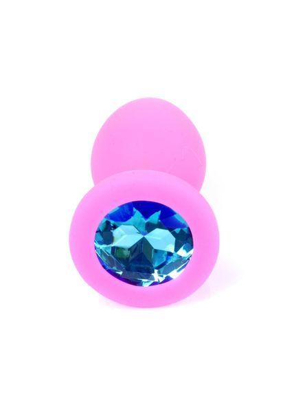 Силіконова анальна пробка з кристалом Boss Plug Jewellery, 7 см (блакитний) 16000 фото