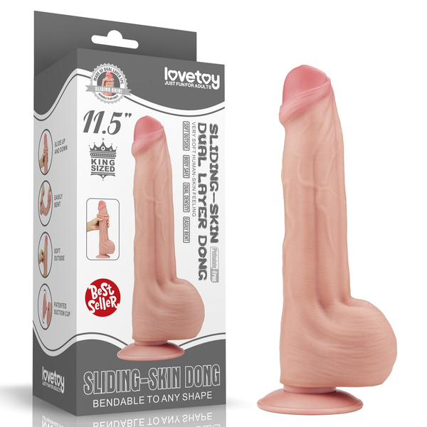 Фалоімітатор LoveToy Sliding-Skin Dual Layer Dong, 29 см (тілесний) 44484 фото