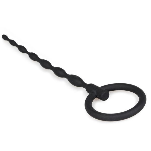 Стимулятор уретры Sinner Gear Silicone Penis Plug With Pull Ring (черный) 29908 фото