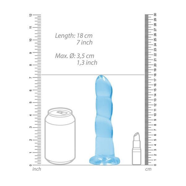 Фаллоимитатор RealRock Crystal Clear 7", 18 см (голубой) 40196_EU фото