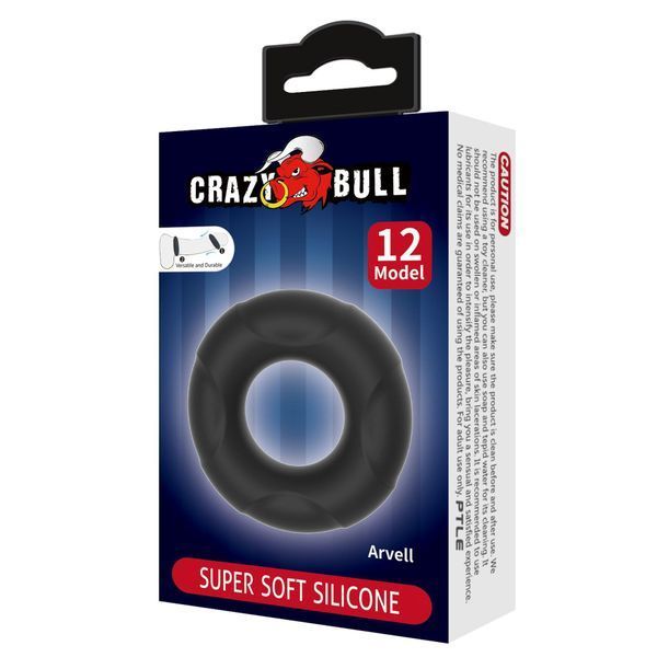 Кільце ерекційне Crazy Bull Super Soft Silicone Arvell, 6 см (чорний) 117312 фото