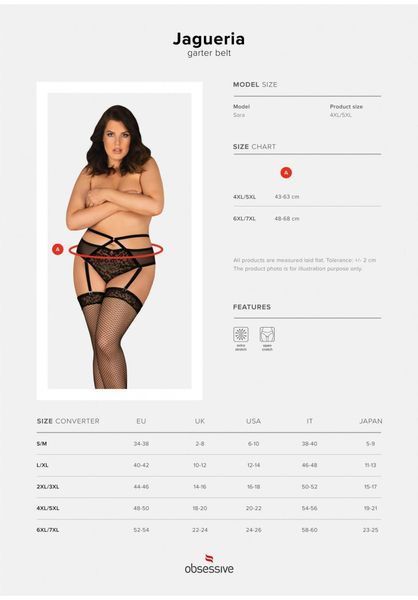 Пояс для панчіх Obsessive Jagueria, 4XL/5XL (чорний) 84432 фото