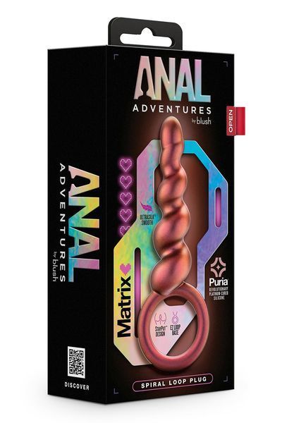 Анальна пробка Anal Adventures Matrix Spiral Loop Plug, 13.3 см (жовтогарячий) 111584 фото