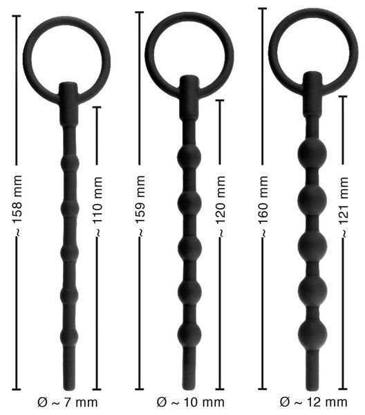 Стимулятор уретри Penisplug Training Set, 3 шт (чорний) 107750 фото