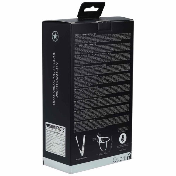 Страпон Ouch! Dual Vibrating Rechargeable, 15.5 см (черный) 52088 фото