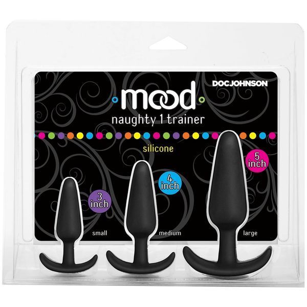 Анальна пробка Doc Johnson Mood Naughty Trainer Set, 3 шт (чорний) 126622 фото