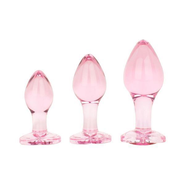 Анальна пробка EasyToys Anal Plug Glass M, 8.3 см (рожевий) 162730 фото