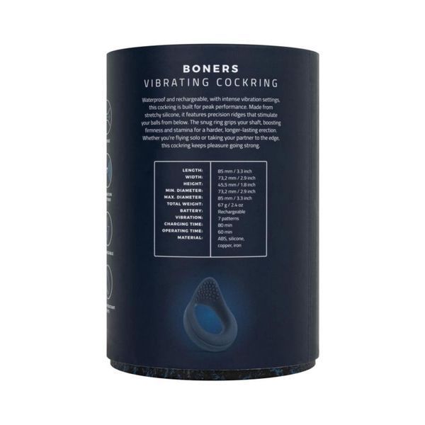 Віброкільце Boners Vibrating Cock Ring, 8.5 см (синій) 68049_EU фото