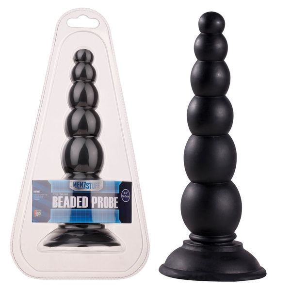 Анальна пробка Menz Stuff Beaded Probe, 16.5 см (чорний) 31608 фото