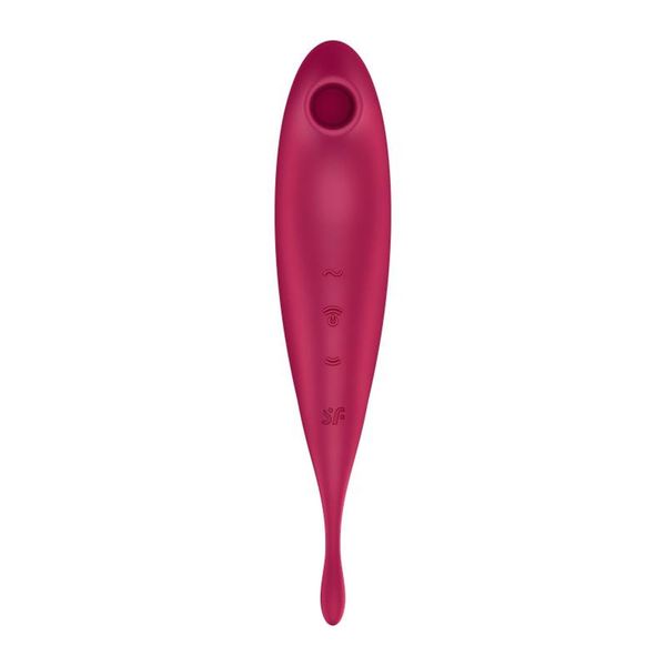 Вакуумный стимулятор клитора Satisfyer Twirling Pro+, 22,2 см (красный) 13919 фото