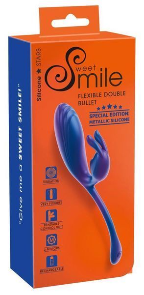 Вибратор Sweet Smile Flexible Double Bullet, 22.5 см (синий) 216962 фото
