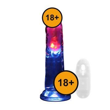 Фаллоимитатор RealRock LED Vibrating Straight Cock with Balls, 20 см (прозрачный) 219448 фото