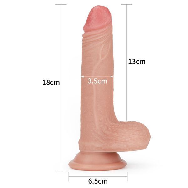 Фаллоимитатор на присоске Dual-Layered Silicone Cock Flesh, 18 см (телесный) 28852 фото