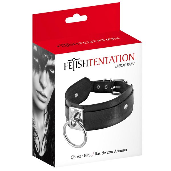 Ошейник c кольцом Fetish Tentation Choker Ring, 41,1 см (черный) 18013 фото