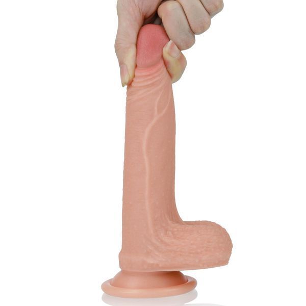 Фаллоимитатор на присоске Dual-Layered Silicone Cock Flesh, 18 см (телесный) 28852 фото