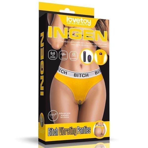 Трусики Lovetoy Ingen Bitch Vibrating Panties, XL (жовтий) 44182 фото