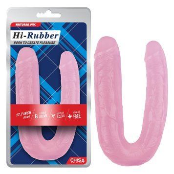 Двосторонній фалоімітатор Hi-Rubber Born To Create Pleasure, 45 см (рожевий) 91286 фото