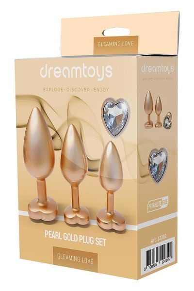 Набір анальних пробок Dream Toys Gleaming Love Set, 3 шт (золотий) 63650 фото