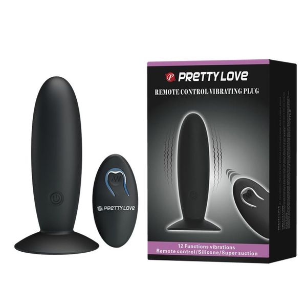 Анальна пробка Pretty Love Remote Control Vibrating, 11 см (чорний) 7751 фото