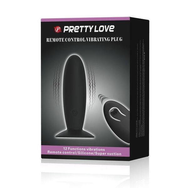 Анальна пробка Pretty Love Remote Control Vibrating, 11 см (чорний) 7751 фото