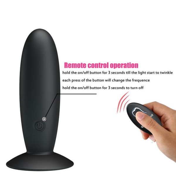 Анальна пробка Pretty Love Remote Control Vibrating, 11 см (чорний) 7751 фото