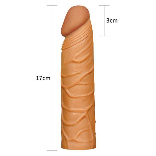 Насадка на пенис LoveToy Pleasure X-Tender, 17 см (коричневый) 28326 фото