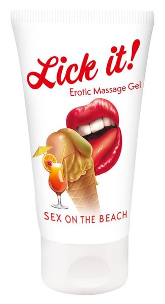 Массажный гель-лубрикант на водной основе Lick it! коктейль Секс на пляже, 50 ml 30375 фото